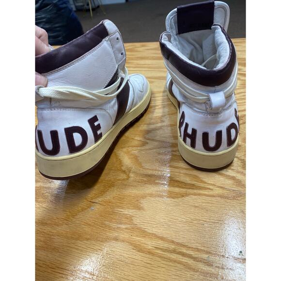 RHUDE RHECESS-HI Basketball Leather Sneakers size 12 Maroon (L1) main image 16